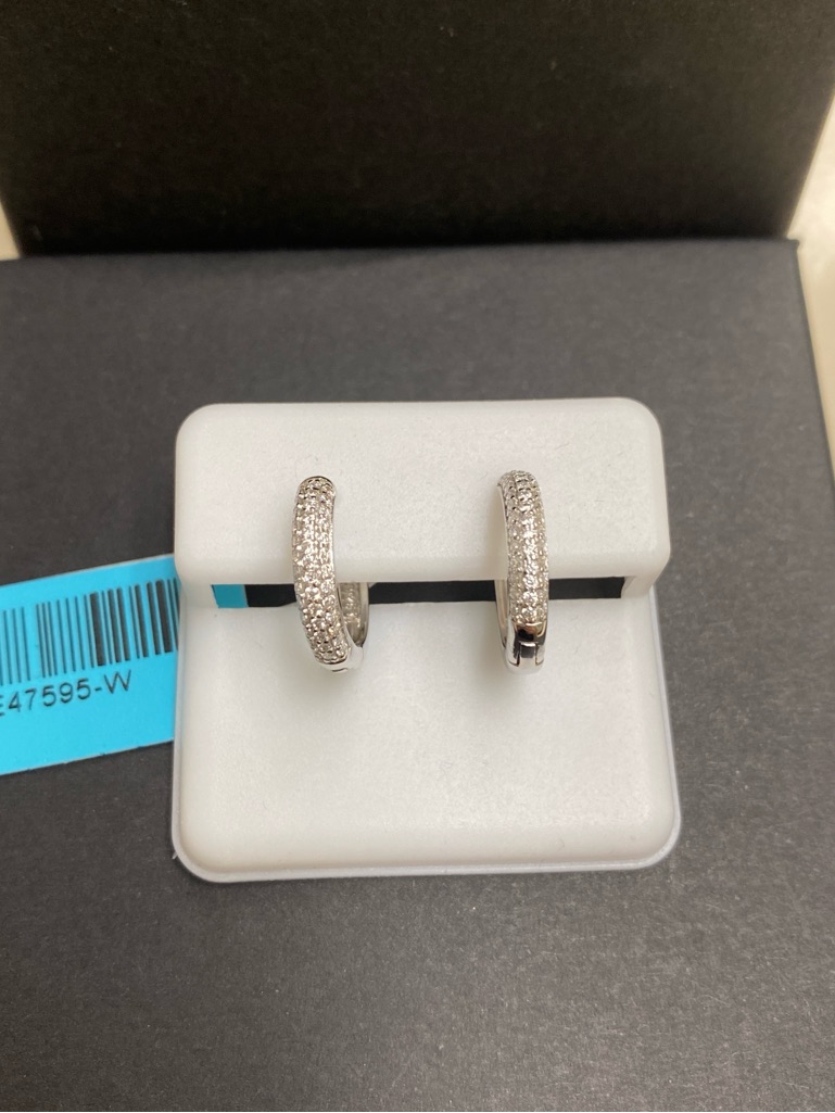 Moissanite And Silver Mini Hoop Earrings